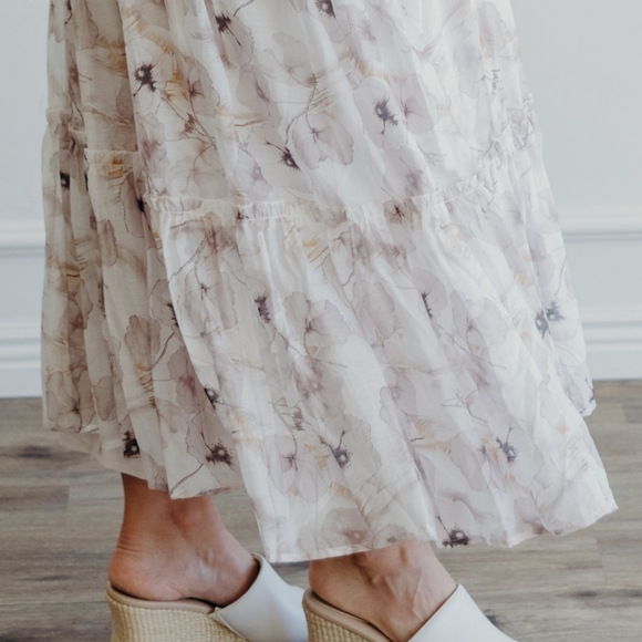 MikaRose Floral Maxi Dress Cream and Purple - Picture 11 of 17